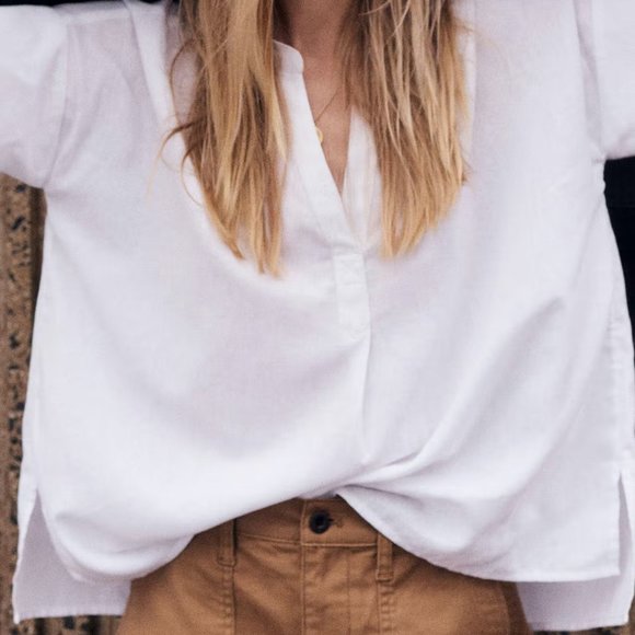 Madewell Ivory Colored Philly Popover Shirt in Kapok - Picture 5 of 9